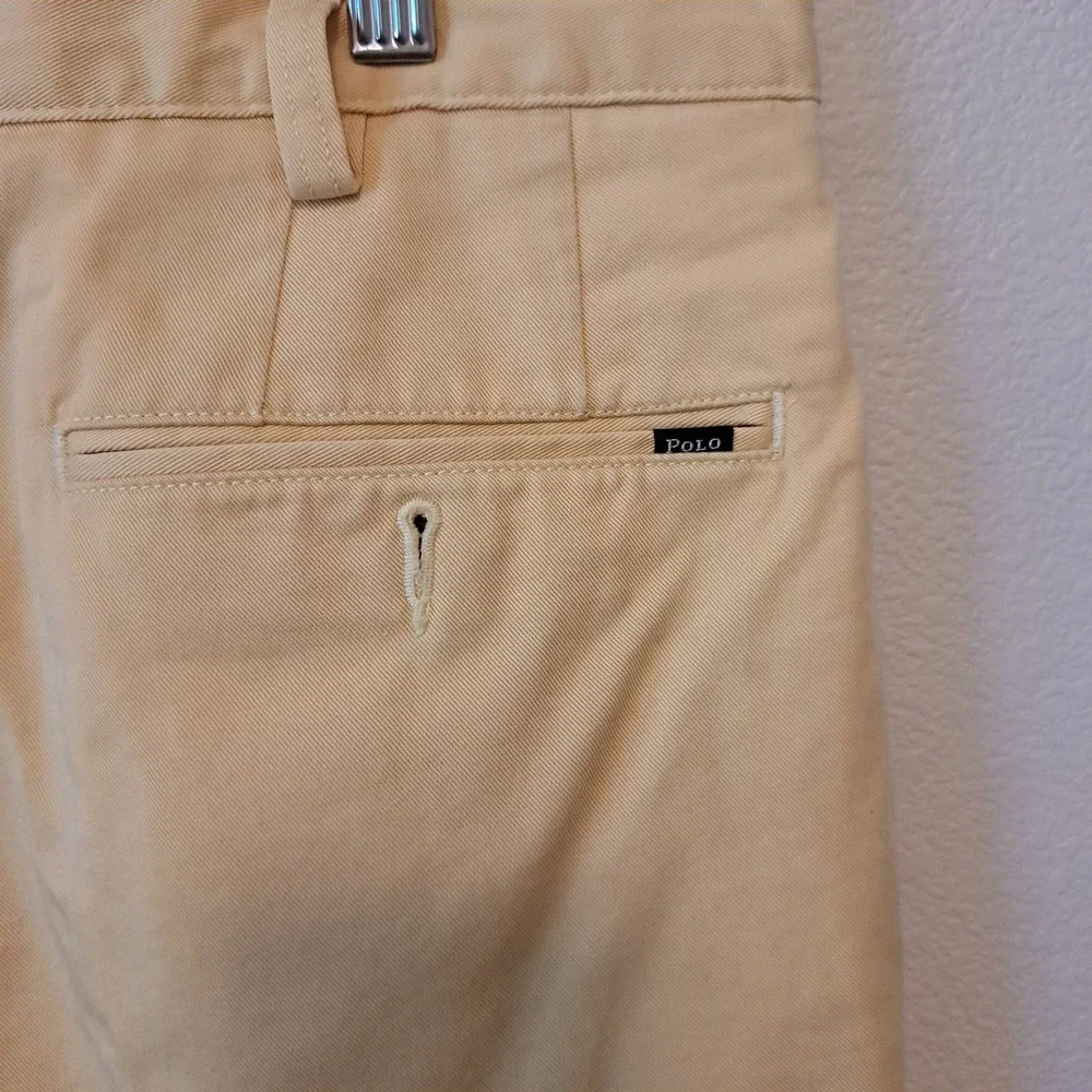 Polo Ralph Lauren Mens Yellow Cotton Chino Shorts Size 36 Flat Front Twill